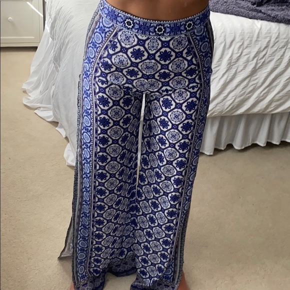 flowy patterned pants